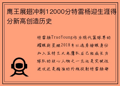 鹰王展翅冲刺12000分特雷杨迎生涯得分新高创造历史 鹰王展翅冲刺12000分特雷杨迎生涯得分新高创造历史